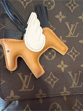 Tan, black & cream faux leather bag or backpack charm, new, OSFM.